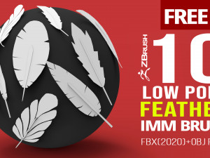10 Low poly feather IMM brush set for Zbrush FBX and OBJ files Modello 3D