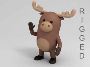 3d rigged cartoon moose Modello 3D