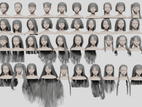 40 Hairstyles collection Modello 3D