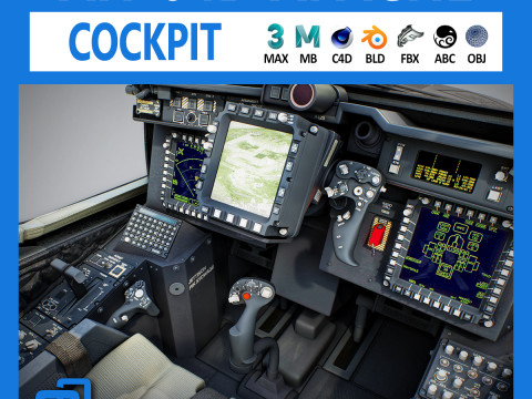 AH-64D Apache Longbow Helicopter Cockpit Modello 3D