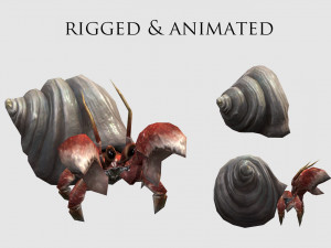 Animated Hermit crab Modello 3D