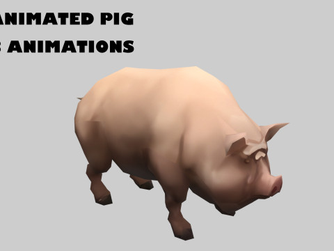 Animated pig swine Modello 3D