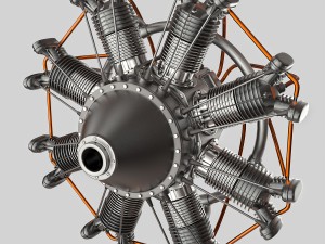 animated radial engine Modello 3D