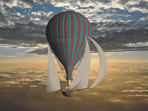 BALLOON FLYING BALLOON PLANE BALLON 0 SHIP BOAT ROPES SAILS FLEET VEHICLE 3D MODEL Modello 3D