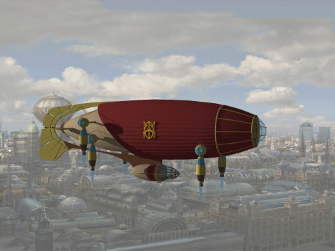 BALLOON FLYING BALLOON PLANE BALLON SHIP 1 BOAT ROPES SAILS FLEET VEHICLE 3D MODEL Modello 3D