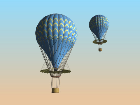 BALLOON FLYING BALLOON PLANE BALLON SHIP BOAT ROPES SAILS FLEET VEHICLE 3D MODEL Modello 3D