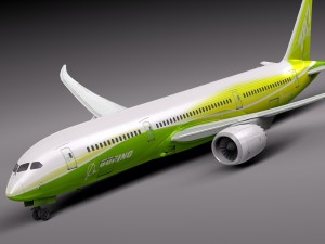Boeing 787 Dreamliner Green Lemon Modello 3D
