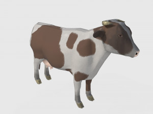 Brown and white cow Modello 3D