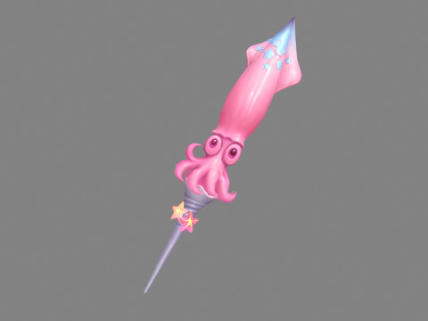 Cartoon pink squid sword Modello 3D