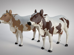 cow animal low poly Modello 3D