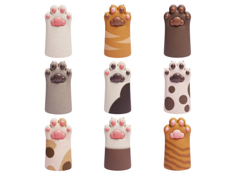 Cute stylized cat paws Modello 3D