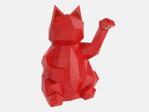 Decorative Stylized Lucky Cat Statuette Modello 3D