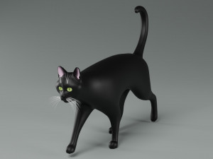 Domestic Black Cat 001 Modello 3D