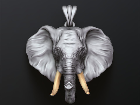 Elephant Head Pendant 3D print model Modello di stampa 3D