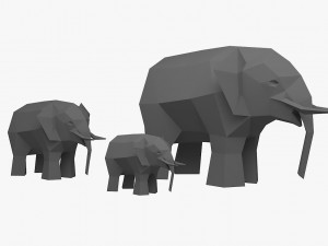 elephant low poly Modello 3D