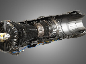f100 - pw - 220 turbofan engine - cutaway Modello 3D