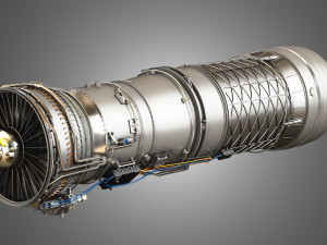 F100 - pw - 220 turbofan engine - with interior parts Modello 3D