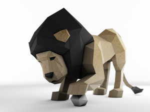 lion with ball Modello 3D
