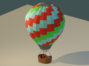 low poly hot air balloon Modello 3D