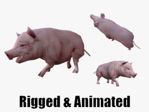 Low-poly animated pig Modello 3D