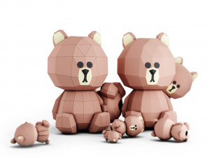 lowpoly bear teddy brown Modello 3D