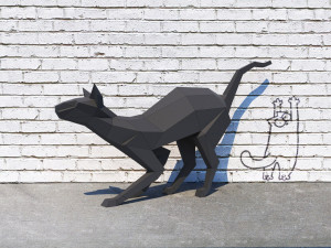 lowpoly cat sphynx 3d print model Modello 3D