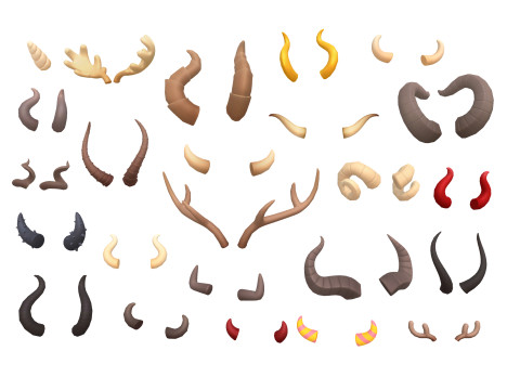 Lowpoly Horn Pack Modello 3D