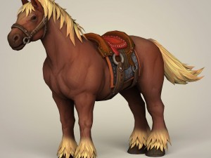 muscular horse with saddle Modello 3D