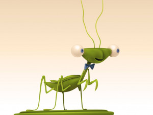 Praying Mantis Cartoon 02 Modello 3D