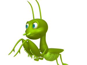 praying mantis cartoon Modello 3D