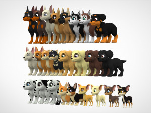 puppies pack Modello 3D