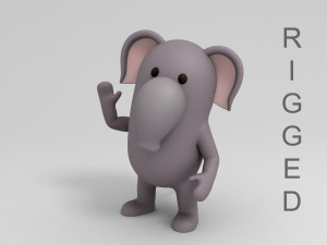rigged cartoon elephant 3d Modello 3D