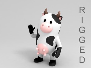 rigged cow character 3d Modello 3D