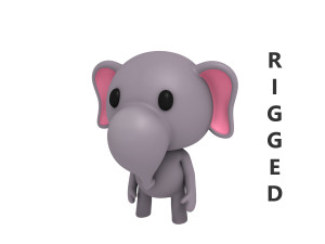 rigged elephant Modello 3D