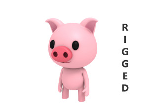 rigged pig Modello 3D