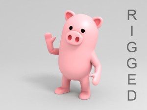 rigged pig character 3d Modello 3D