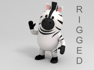 rigged zebra character 3d Modello 3D