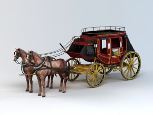 royal horse-drawn carriage Modello 3D