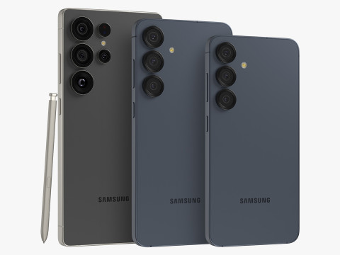 Samsung Galaxy S25 And Plus And Ultra Black Modello 3D