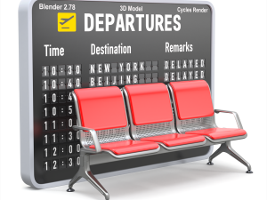 Airport Seat with Flight Information Board Modello 3D