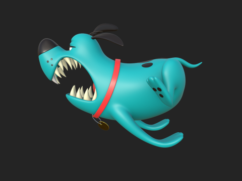 Blue dog cartoon Modello 3D