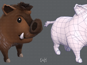 boar cartoon Modello 3D