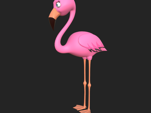 Flamingo cartoon 02 Modello 3D