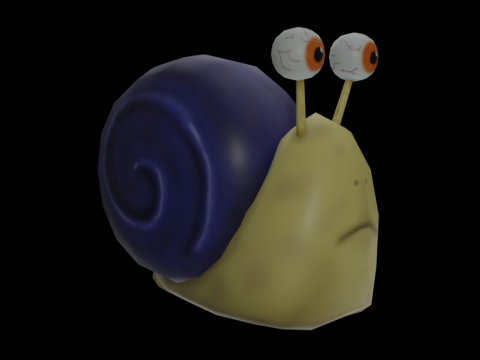 Hand Painted Low Poly Snail Modello 3D