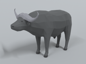 low poly cartoon african buffalo Modello 3D