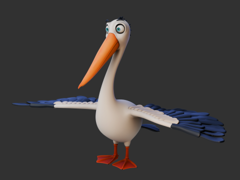 Pelican cartoon Modello 3D