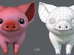 pig cartoon Modello 3D