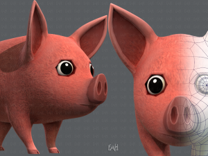 pig cartoon v02 Modello 3D