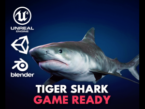 tiger shark - game ready Modello 3D